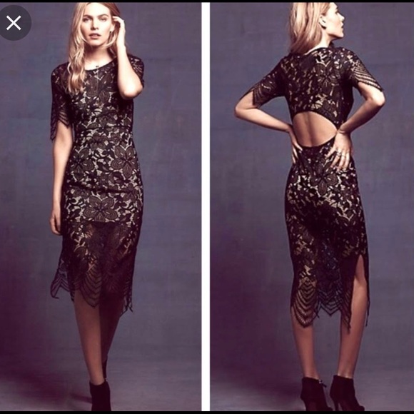 For Love And Lemons Dresses & Skirts - For love & lemons Luna maxi dress black with red/burgundy slip lining.